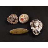 SMALL BAG LOT OF ANTIQUE SILVER AND OTHER BROOCHES