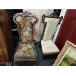 2 VICTORIAN CARVED HIGH BACK CHAIRS