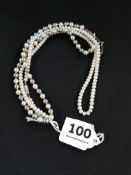 2 PEARL NECKLACES WITH SILVER CLASPS