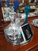TRAY, DECANTERS AND GALWAY LIVING PERFUME BOTTLE