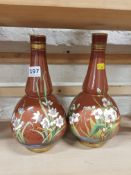 PAIR OF ANTIQUE MINTON HAND PAINTED VASES