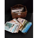 COLLECTION OF OLD POSTCARDS, STAMPS AND CIGARETTE CARDS