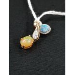 2 OPAL AND DIAMOND PENDANTS