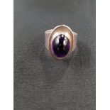 SILVER & CABAUCHON AMETHYST RING