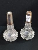 PAIR OF SILVER TOPPED PERFUME BOTTLES