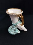 ROYAL WORCESTER K&B EARLY STAG & SNAKE CANDLEHOLDER A/F