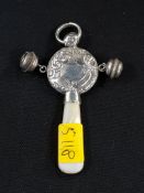 SILVER AND MOTHER OF PEARL VICTORIAN CHILDRENS RATTLE
