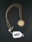 22 CARAT GOLD HALF SOVEREIGN IN 9 CARAT GOLD MOUNT ON 9 CARAT GOLD CHAIN