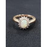 9 CARAT GOLD OPAL & DIAMOND CLUSTER RING