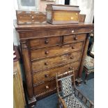 VICTORIAN MAHOGANY 2 OVER 4 GRADUATED SCOTCH CHEST