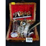 BOX OF WATCHES, PENS, CUFFLINKS & MORE