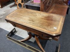 VICTORIAN ROSEWOOD INLAID CROSSBANDED TURNOVER LEAF TABLE