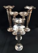 6 SOLID SILVER SPILL VASES VARIOUS SIZES