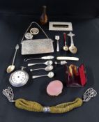 MIXED BAG LOT OF ANTIQUE SILVER AND OTHER ITEMS TO INCLUDE GEORGIAN WATCH