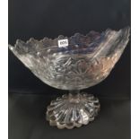 19TH CENTURY CUT GLASS BOAT SHAPED VASE 21CM HEIGHT DIAMETER 30CM