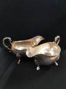 PAIR OF ANTIQUE IRISH SILVER SAUCE BOATS 1892/93 DUBLIN TOTAL WEIGHT 691G