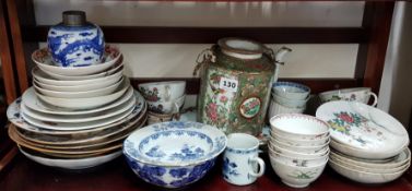 LARGE SHELF LOT OF ANTIQUE ORIENTAL PORCELAIN ALSO TO INCLUDE SOME 18TH CENTURY EXAMPLES