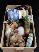 1 BOX LOT OF VARIOUS ANTIQUE ITEMS