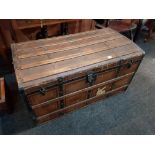 LARGE VICTORIAN TRAVEL TRUNK AND CONTENTS