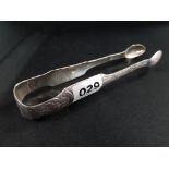 PAIR OF ANTIQUE IRISH SILVER SUGAR TONGS, 1920 72GMS