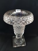 19TH CENTURY CUT GLASS TURNED DOWN TOP VASE 25CM HEIGHT POSS WATERFORD
