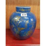 ANTIQUE CHINESE BLUE AND GILT GINGER JAR