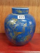 ANTIQUE CHINESE BLUE AND GILT GINGER JAR