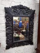 HEAVILY CARVED GOTHIC STYLE MIRROR 19TH CENTURY