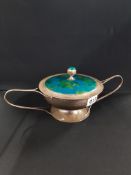 SUPERB ARTS AND CRAFT SILVER AND ENAMEL JAMDISH AND LID,