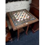 SUPERB PIATRA DURA ITALIAN MARBLE SPECIMEN GAMES TABLE WITH CUSTOM MADE TABLE