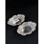 PAIR OF ANTIQUE SILVER PIERCED BON BON DISHES