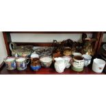 SHELF LOT OF LUSTRE WARE CUPS ETC TO INCLUDE 18TH AND 19TH CENTURY ITEMS