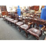 SET OF 8 ANTIQUE CHIPPENDALE STYLE DINING CHAIRS