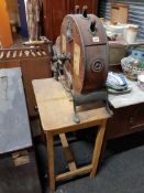 VICTORIAN KNIFE SHARPENER ON STAND WITH ORIGINAL INSTRUCTIONS