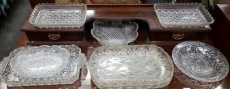 QUANTITY OF ANTIQUE CUT GLASS TRAYS