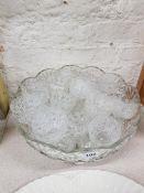 LARGE GLASS PUNCH BOWL WITH LARGE QUANTITY OF CUPS