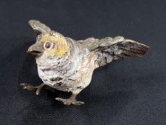 A SIGNED COLD PAINTED AUSTRIAN BRONZED BIRD FIOGURE