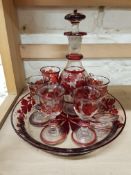 SMALL BOHEMIAN GLASS LIQUER SET A/F