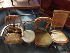 4 ASSORTED ANTIQUE CHAIRS TO INCLUDE WINDSOR EXAMPLE