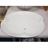 LARGE CERAMIC TRAY IN STYLE OF BELLEEK , UNMARKED 41 CM DIAMETER