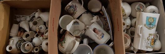 3 BOX LOTS OF ANTIQUE CRESTED WARE