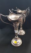 PAIR OF ART NOUVEAU SILVER VASES 991g , 27cm TALL APPROX
