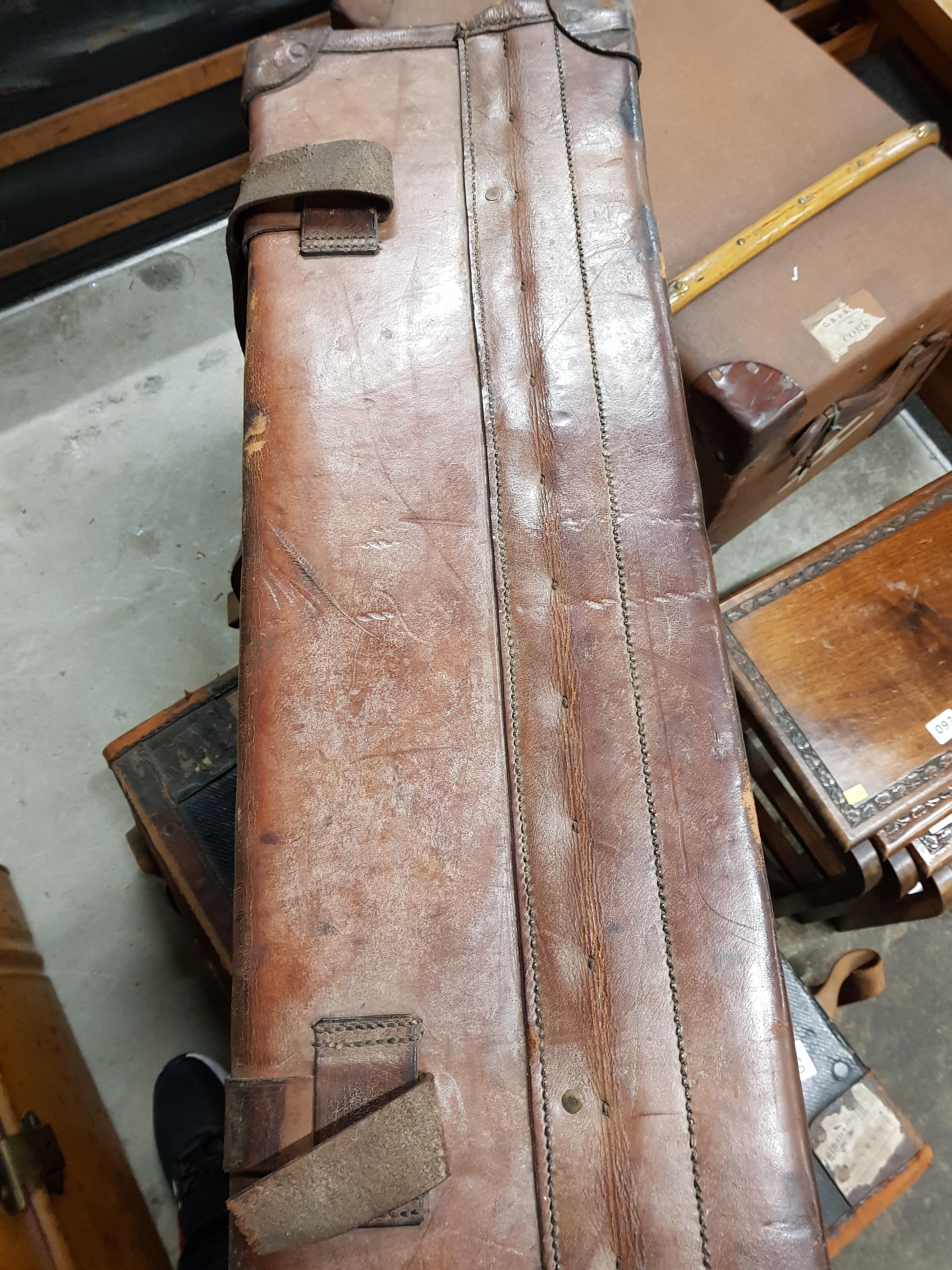 VICTORIAN LEATHER TRUNK - Image 6 of 6