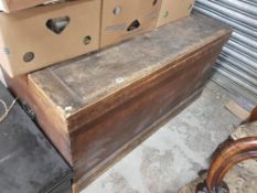 LARGE VICTORIAN WOODEN TRUNK AND CONTENTS