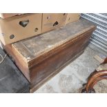 LARGE VICTORIAN WOODEN TRUNK AND CONTENTS