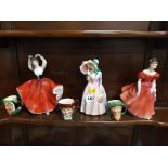 3 DOULTON FIGURES AND 3 DOULTON CHARACTER JUGS