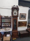 SUPERB ANTIQUE INLAID LONG CASED CLOCK STRIKING ON A SERIES OF GONGS RETAILED BY SHARMAN D NEILL