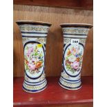 PAIR OF ANTIQUE HAND PAINTED VASES