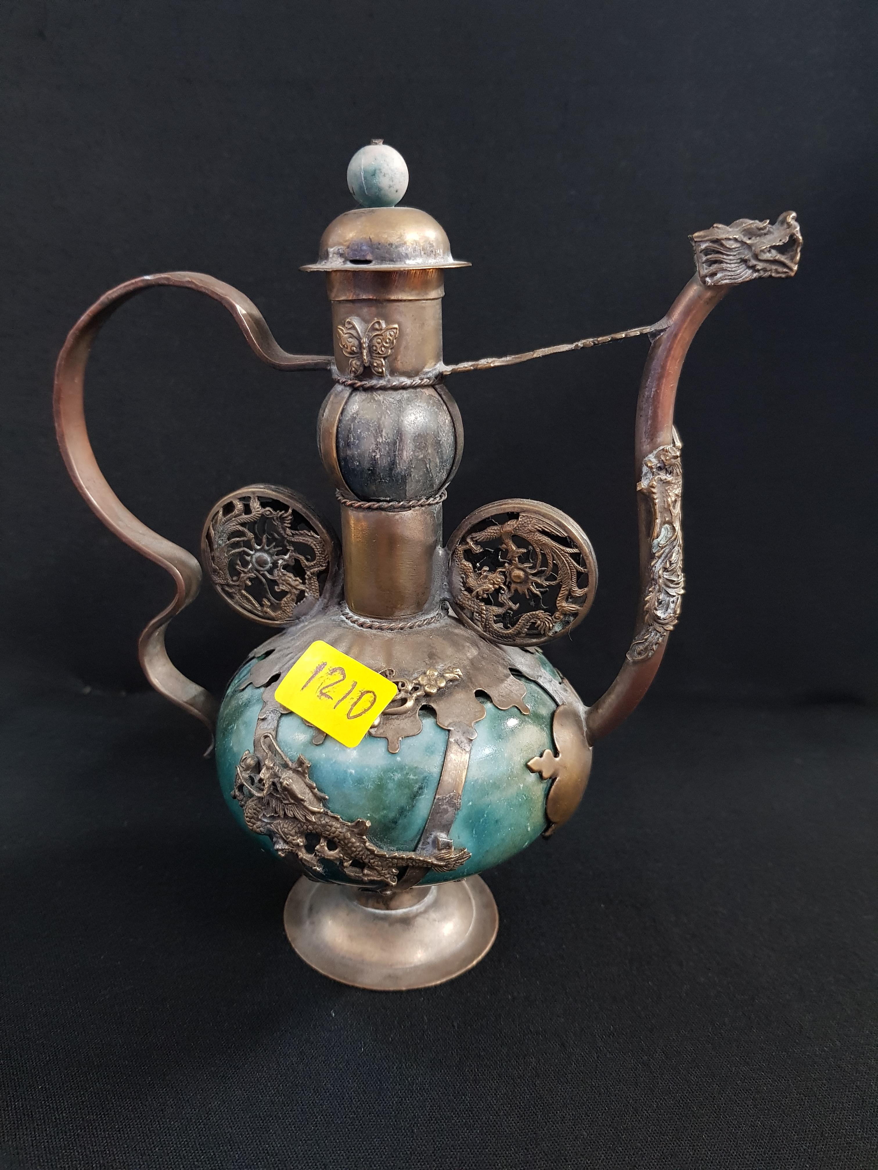 ANTIQUE MIXED METAL ORIENTAL TEAPOT