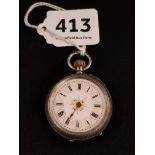 ANTIQUE SILVER LADIES POCKET WATCH A/F